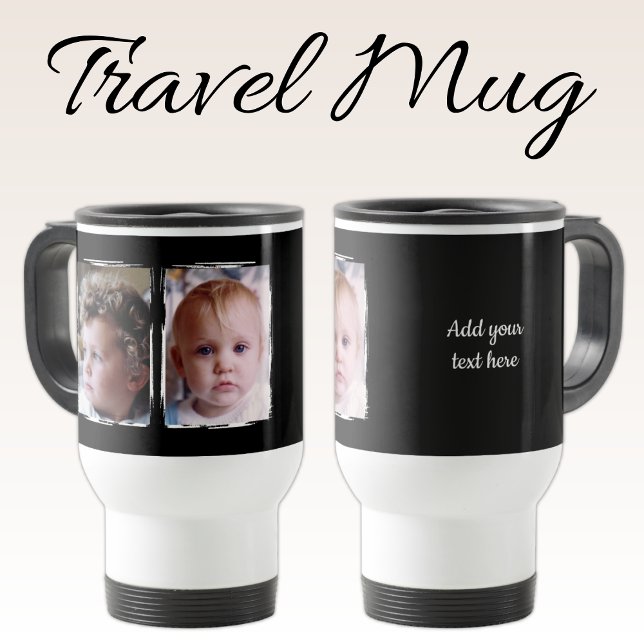 2 photo custom text white black travel mug (Creator Uploaded)