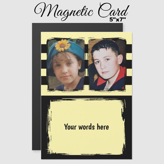 2 photo custom words yellow magnetic card (Creator Uploaded)