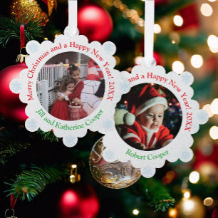 2 Photo Cute & Affordable Christmas Tree Ornament Card