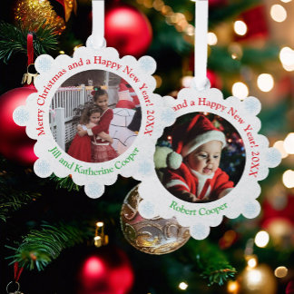 2 Photo Cute & Affordable Christmas Tree Ornament Card