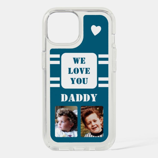 2 photo daddy love heart white blue speck iPhone case (Front)