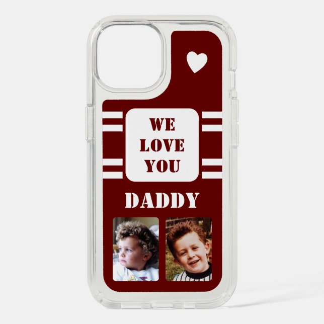 2 photo daddy love heart white burgundy speck iPhone case (Front)