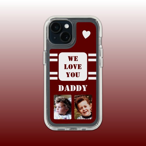 2 photo daddy love heart white burgundy iPhone 15 case
