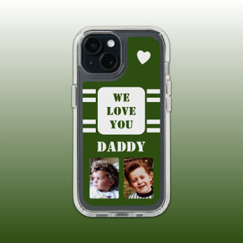 2 Photo Daddy Love Heart White Green Iphone 15 Case by LynnroseDesigns at Zazzle