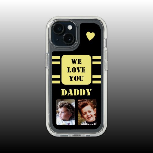 2 photo daddy love heart yellow black iPhone 15 case