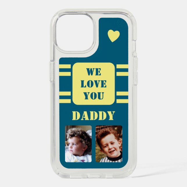 2 photo daddy love heart yellow blue speck iPhone case (Front)