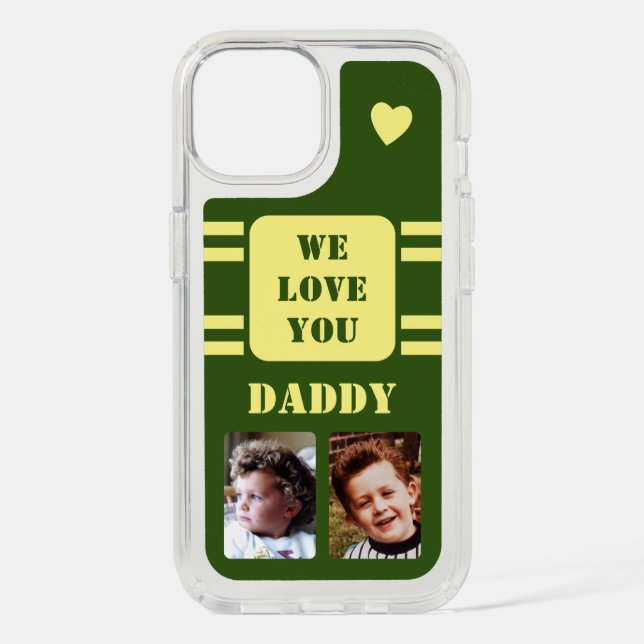 2 photo daddy love heart yellow green speck iPhone case (Front)