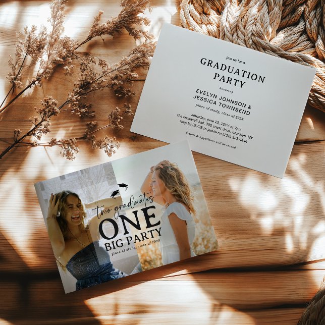 2 Photo Double Graduation Party  Invitation (Creator Uploaded)