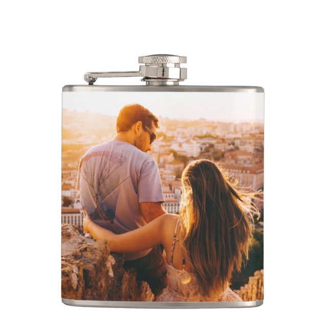2 Photo Double Sided Edge Print Template Flask (Front)