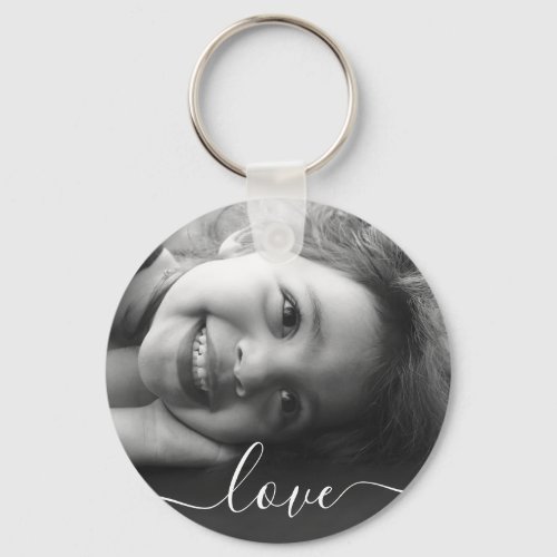 2 Photo Double Sided Round Template Love Metal Key Keychain