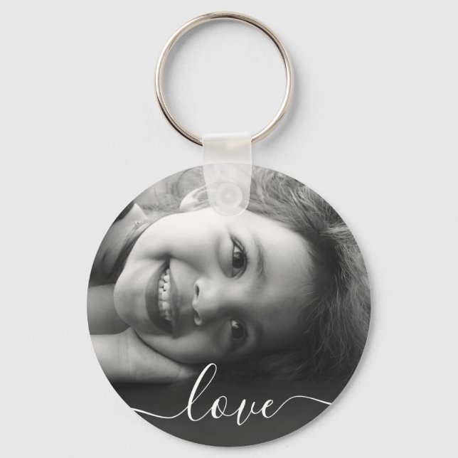 2 Photo Double Sided Round Template Love Metal Key Keychain (Front)