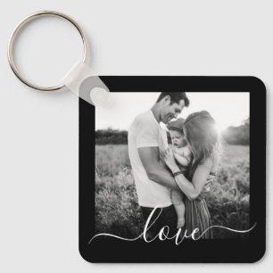 2 Photo Double Sided Template Love Text Metal Keyc Keychain