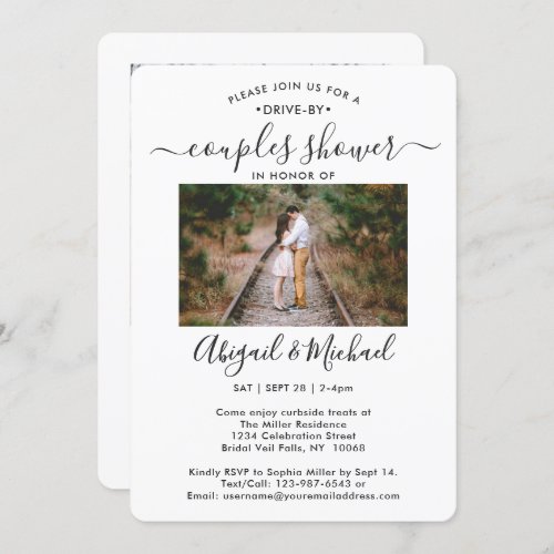 2 Photo Drive_By Modern Couples Bridal Shower Invitation