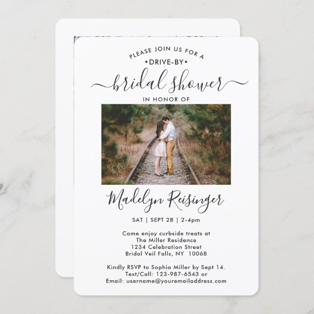 2 Photo Drive-By Social Distancing Bridal Shower Invitation (Front/Back)