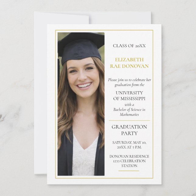 2-Photo Elegant Minimalist Graduation Party |  Invitation (Front)