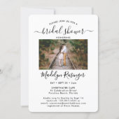 2 Photo Elegant Modern Calligraphy Bridal Shower Invitation (Front)