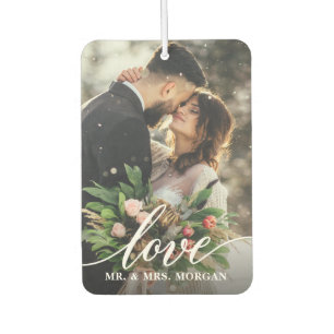 2 Photo Elegant Script Love Personalized Air Freshener