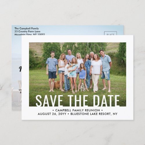 2 Photo Family Reunion Party Picnic Save the Date Announcement Postcard