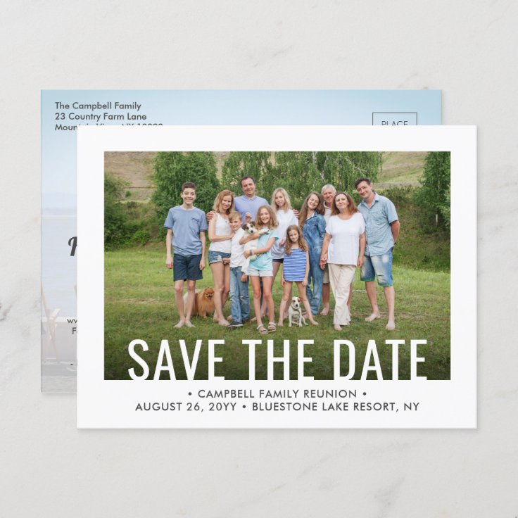 2 Photo Family Reunion Party Picnic Save the Date Announcement Postcard ...