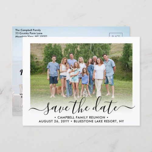 2 Photo Family Reunion Party Script Save the Date Announcement Postcard