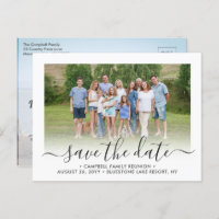 2 Photo Family Reunion Party Script Save the Date Announcement Postcard