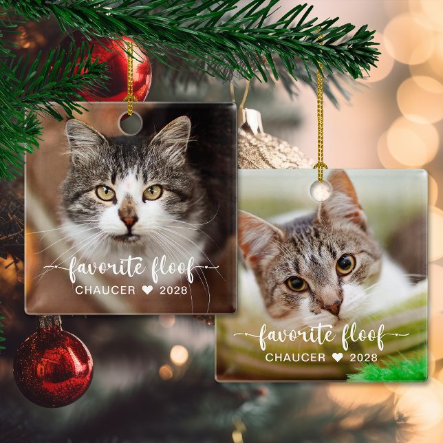 2 Photo Favorite Floof Cute Pet Photo Ceramic Ornament (2 Photo Favorite Floof Cute Pet Photo Ceramic Ornament)