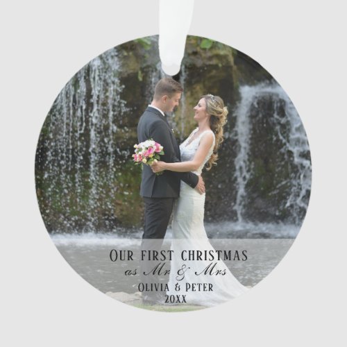 2 Photo First Christmas Married as Mr  Mrs Ornament