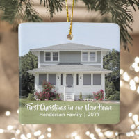 2 Photo First Xmas New Home Chic Modern Script