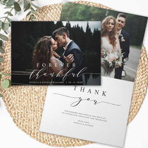 2 Photo Forever Thankful Wedding Thank You Card