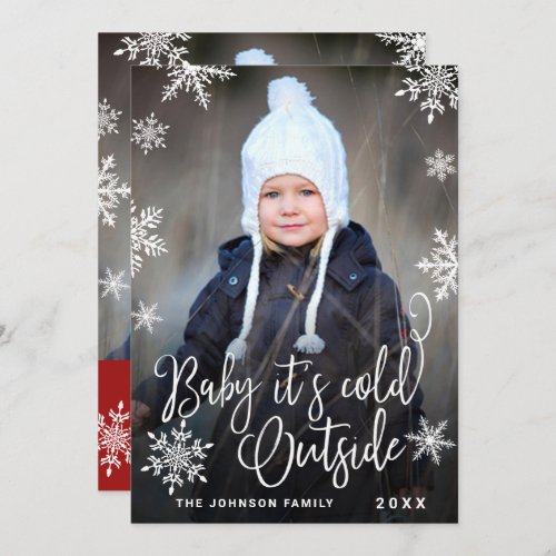 2 PHOTO Funny Christmas Baby Its Cold Outside Holiday Card