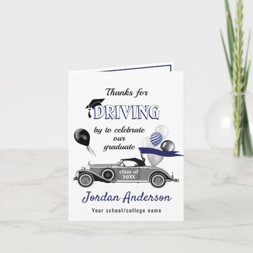 2 PHOTO Funny Retro Car Drive By Graduation Parade Thank You Card - 2 PHOTO Funny Retro Car Drive By Graduation Parade Thank You Card. 
For further customization, please click the "customize further" link and use our design tool to modify this template. 
If you need help or matching items, please contact me.
