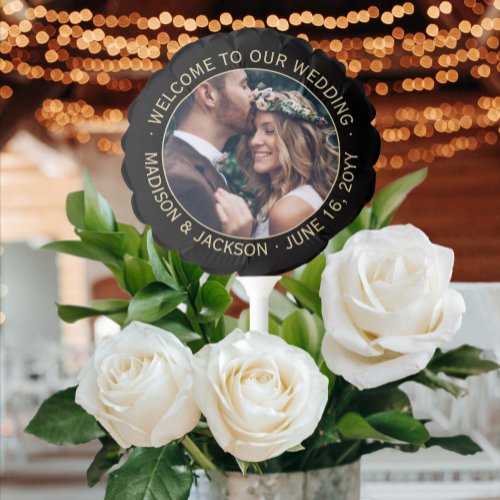 2 Photo Gold Black Wedding Table Party Decoration Balloon