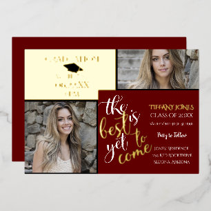 2 PHOTO GRADUATION and CHOOSE YOUR COLOR  Foil Invitation