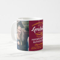 2 Photo Graduation Congrats Maroon Red Gold Yellow