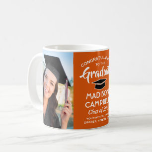 2 Photo Graduation Congrats Orange Black and White Coffee Mug