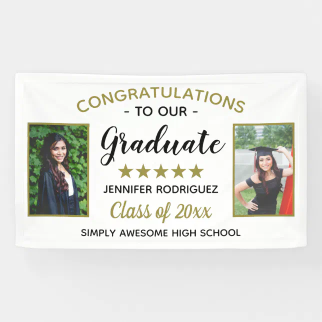 2 Photo Graduation Congratulations Graduate Custom Banner | Zazzle