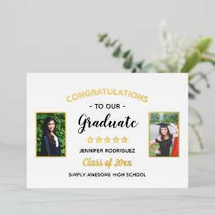 2 Photo Graduation Congratulations Graduate Custom Foil Invitation