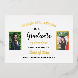2 Photo Graduation Congratulations Graduate Custom Foil Invitation