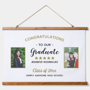 2 Photo Graduation Congratulations Graduate Custom Hanging Tapestry
