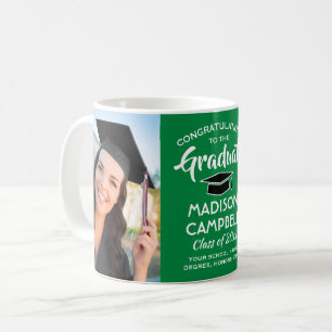 2 Photo Graduation Congratulations Green and White Coffee Mug