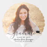 2 Photo Graduation Elegant Black Script Class Year Balloon 2 Photo Graduation Elegant Black Script Class Year Balloon