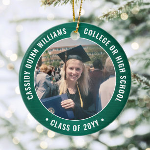 Green Graduation Christmas Ornaments