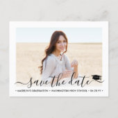 2 Photo Graduation Modern Script Save the Date Announcement Postcard (Front)