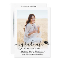 2 Photo Graduation Modern Simple Script Elegant Invitation 2 Photo Graduation Modern Simple Script Elegant Invitation