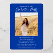 2 Photo Graduation Party Royal Blue White and Gold Foil Invitation (Back)