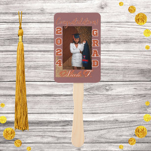 2 Photo Graduation with Maroon Red and Gold Hand Fan