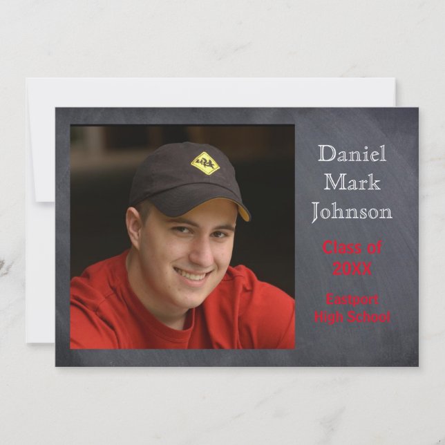 2 Photo Gray Background - Grad Announcement (Front)