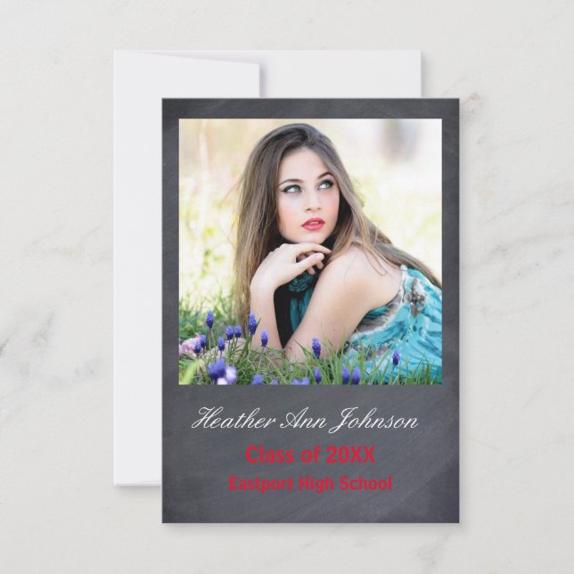 2 Photo Gray Vertical - 3x5 Grad Announcement (Front)