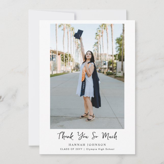 2 Photo Hand Lettered Graduation Thank You Card (Front)
