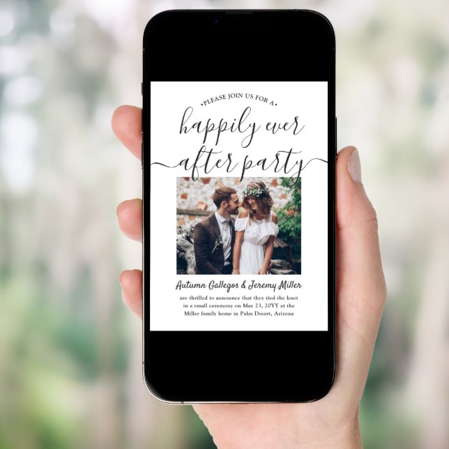 2 Photo Happily Ever After Party Elopement Wedding Invitation (Front Digital)